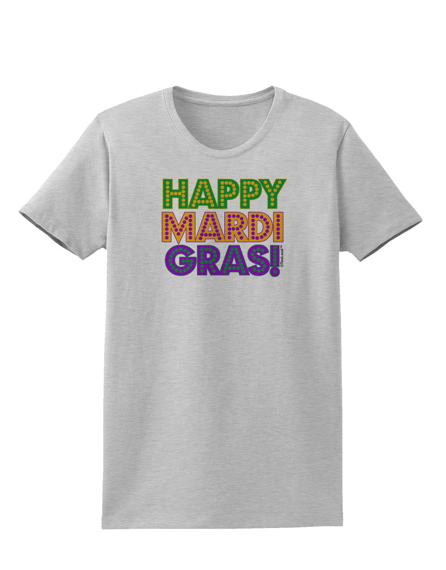 Happy Mardi Gras Text Womens T-Shirt by TooLoud-Womens T-Shirt-TooLoud-White-X-Small-Davson Sales