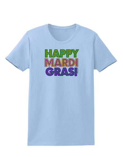 Happy Mardi Gras Text Womens T-Shirt by TooLoud-Womens T-Shirt-TooLoud-Light-Blue-X-Small-Davson Sales