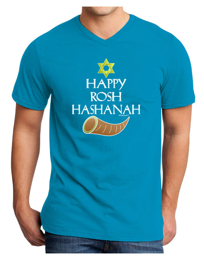 Happy Rosh Hashanah Adult Dark V-Neck T-Shirt-Mens V-Neck T-Shirt-TooLoud-Turquoise-Small-Davson Sales