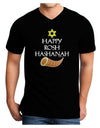 Happy Rosh Hashanah Adult Dark V-Neck T-Shirt-Mens V-Neck T-Shirt-TooLoud-Black-Small-Davson Sales
