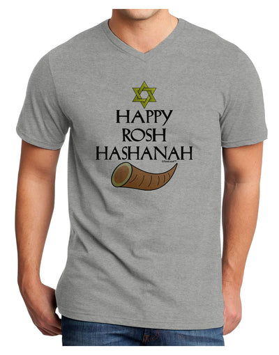 Happy Rosh Hashanah Adult V-Neck T-shirt-Mens V-Neck T-Shirt-TooLoud-HeatherGray-Small-Davson Sales