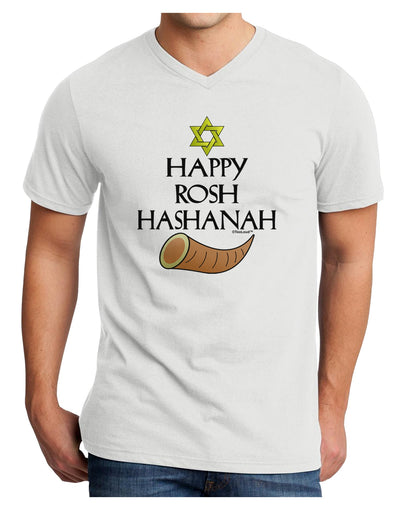 Happy Rosh Hashanah Adult V-Neck T-shirt-Mens V-Neck T-Shirt-TooLoud-White-Small-Davson Sales