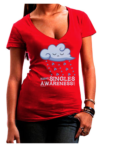 Happy Singles Awareness Day Juniors V-Neck Dark T-Shirt-Womens V-Neck T-Shirts-TooLoud-Red-Juniors Fitted Small-Davson Sales