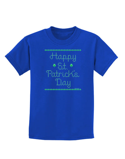 Happy St Patricks Day Clovers Childrens Dark T-Shirt-Childrens T-Shirt-TooLoud-Royal-Blue-X-Small-Davson Sales