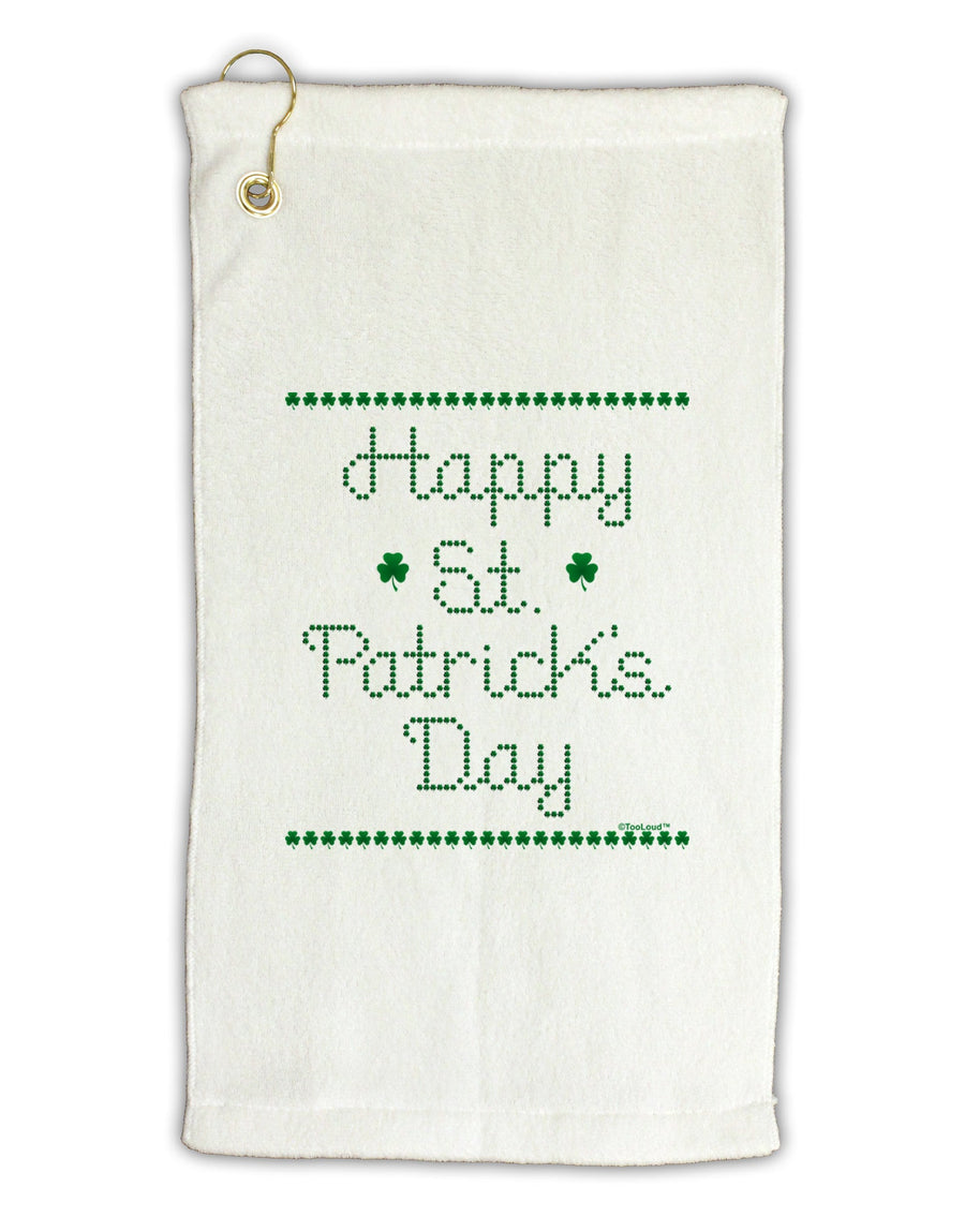 Happy St Patricks Day Clovers Micro Terry Gromet Golf Towel 16 x 25 inch-Golf Towel-TooLoud-White-Davson Sales