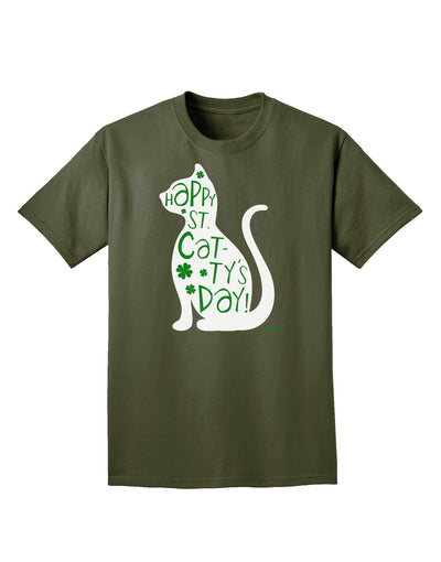 Happy St. Catty's Day - St. Patrick's Day Cat Adult Dark T-Shirt by TooLoud-Mens T-Shirt-TooLoud-Military-Green-Small-Davson Sales