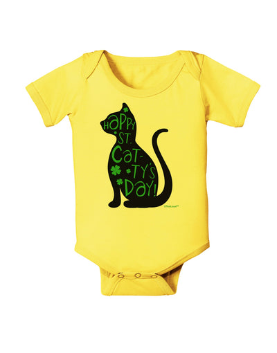 Happy St. Catty's Day - St. Patrick's Day Cat Baby Romper Bodysuit by TooLoud-Baby Romper-TooLoud-Yellow-06-Months-Davson Sales