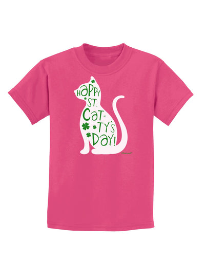 Happy St. Catty's Day - St. Patrick's Day Cat Childrens Dark T-Shirt by TooLoud-Childrens T-Shirt-TooLoud-Sangria-X-Small-Davson Sales