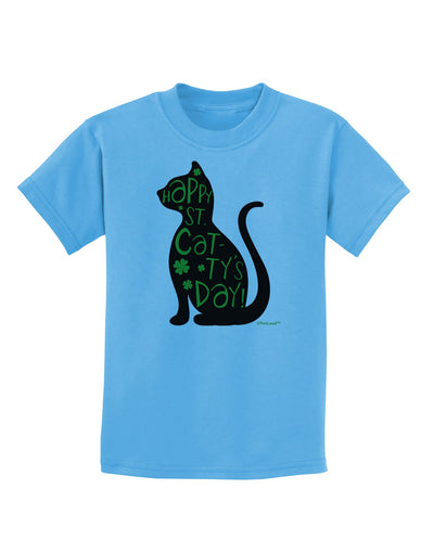 Happy St. Catty's Day - St. Patrick's Day Cat Childrens T-Shirt by TooLoud-Childrens T-Shirt-TooLoud-Aquatic-Blue-X-Small-Davson Sales