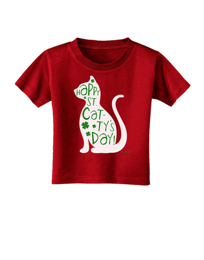 Happy St. Catty's Day - St. Patrick's Day Cat Toddler T-Shirt Dark by TooLoud-Toddler T-Shirt-TooLoud-Red-2T-Davson Sales