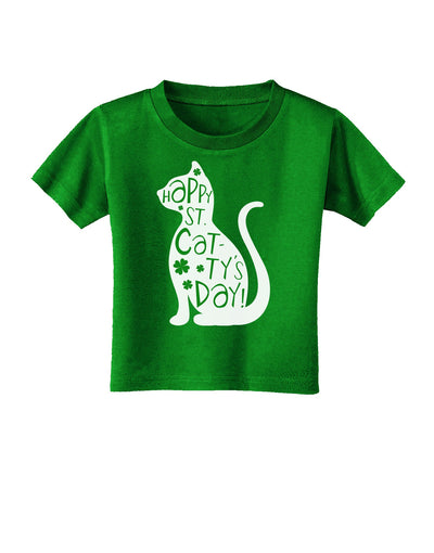 Happy St. Catty's Day - St. Patrick's Day Cat Toddler T-Shirt Dark by TooLoud-Toddler T-Shirt-TooLoud-Clover-Green-2T-Davson Sales