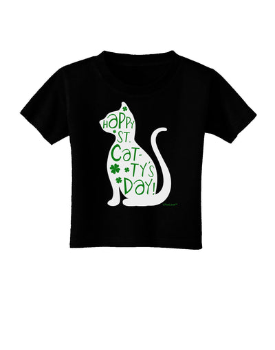 Happy St. Catty's Day - St. Patrick's Day Cat Toddler T-Shirt Dark by TooLoud-Toddler T-Shirt-TooLoud-Black-2T-Davson Sales