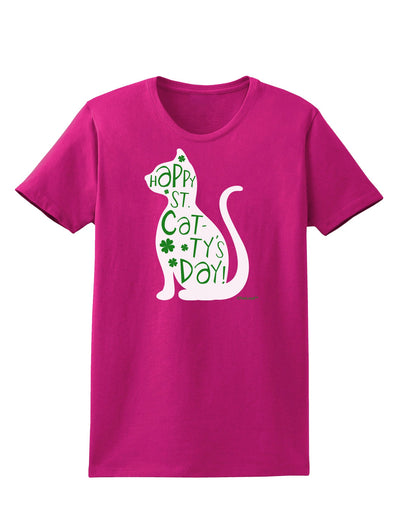 Happy St. Catty's Day - St. Patrick's Day Cat Womens Dark T-Shirt by TooLoud-Womens T-Shirt-TooLoud-Hot-Pink-Small-Davson Sales