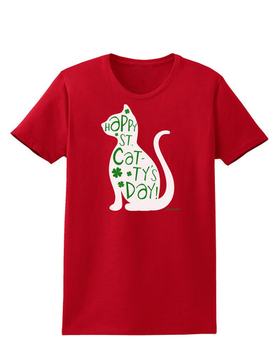 Happy St. Catty's Day - St. Patrick's Day Cat Womens Dark T-Shirt by TooLoud-Womens T-Shirt-TooLoud-Red-X-Small-Davson Sales