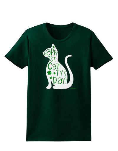 Happy St. Catty's Day - St. Patrick's Day Cat Womens Dark T-Shirt by TooLoud-Womens T-Shirt-TooLoud-Forest-Green-Small-Davson Sales