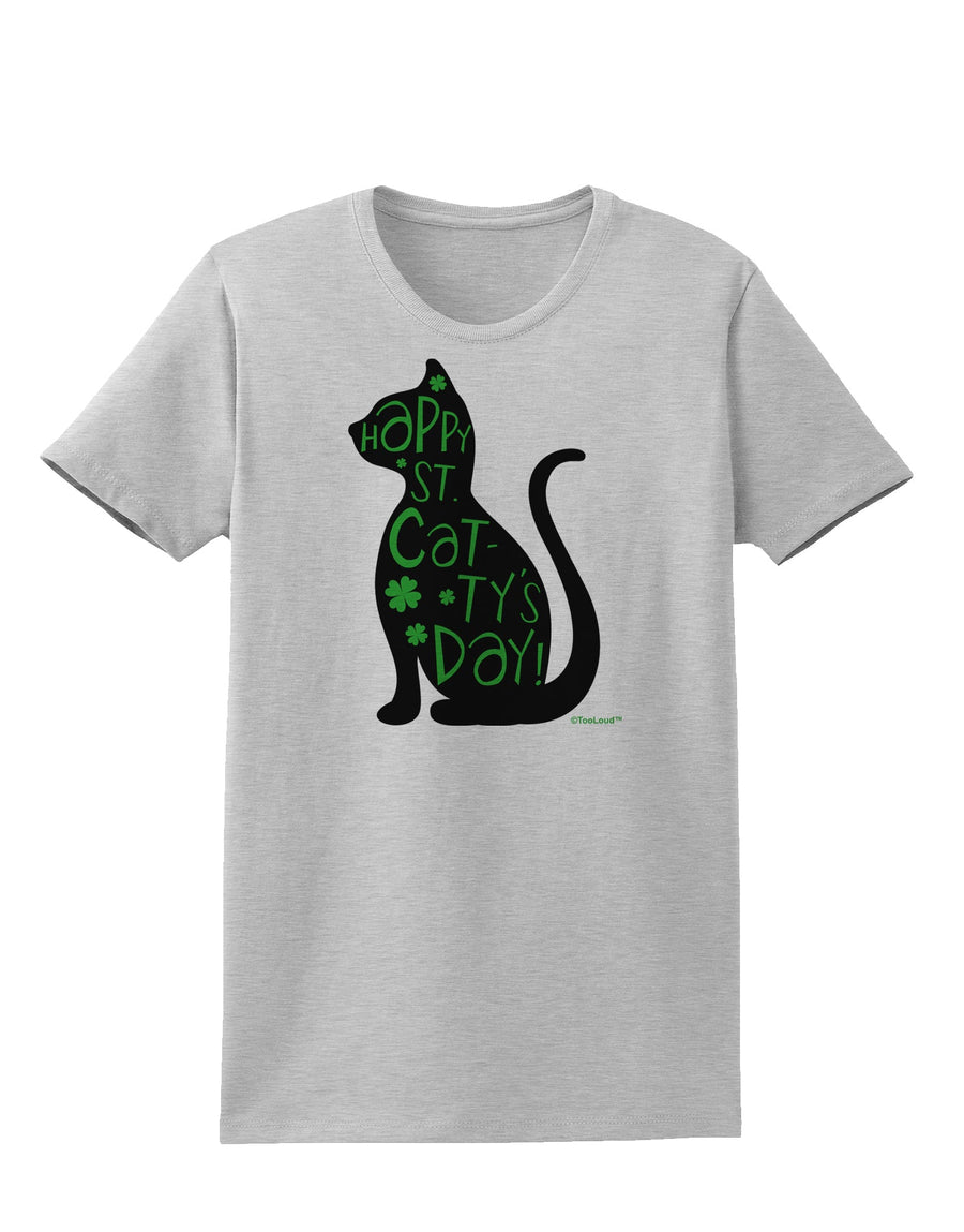 Happy St. Catty's Day - St. Patrick's Day Cat Womens T-Shirt by TooLoud-Womens T-Shirt-TooLoud-White-X-Small-Davson Sales