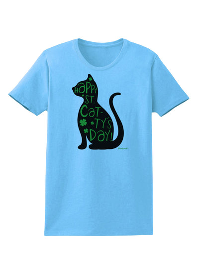 Happy St. Catty's Day - St. Patrick's Day Cat Womens T-Shirt by TooLoud-Womens T-Shirt-TooLoud-Aquatic-Blue-X-Small-Davson Sales