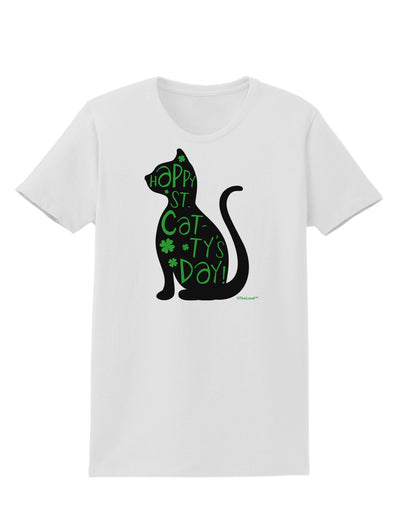 Happy St. Catty's Day - St. Patrick's Day Cat Womens T-Shirt by TooLoud-Womens T-Shirt-TooLoud-White-X-Small-Davson Sales