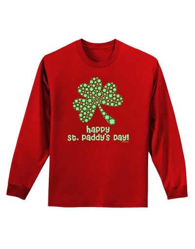 Happy St. Paddy's Day Shamrock Design Adult Long Sleeve Dark T-Shirt by TooLoud-Clothing-TooLoud-Red-Small-Davson Sales