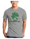 Happy St. Paddy's Day Shamrock Design Adult V-Neck T-shirt by TooLoud-Mens V-Neck T-Shirt-TooLoud-HeatherGray-Small-Davson Sales