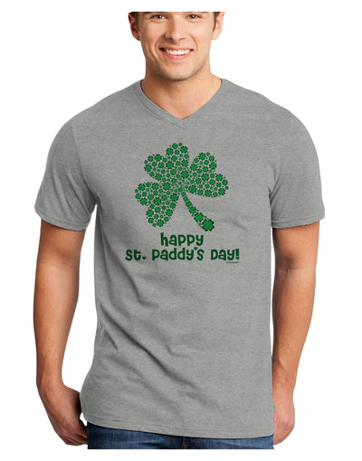 Happy St. Paddy's Day Shamrock Design Adult V-Neck T-shirt by TooLoud-Mens V-Neck T-Shirt-TooLoud-HeatherGray-Small-Davson Sales