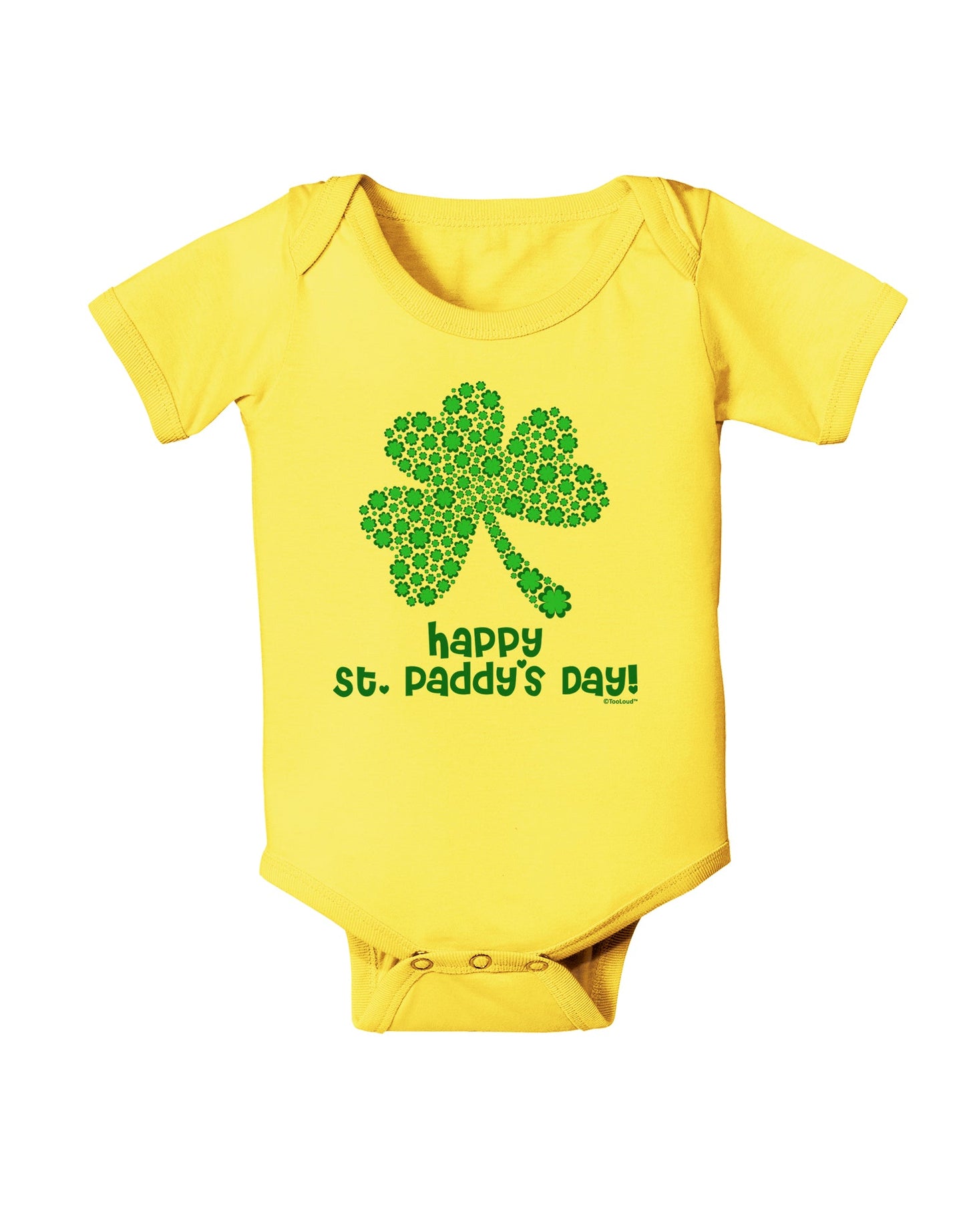 Happy St. Paddy's Day Shamrock Design Baby Romper Bodysuit by TooLoud-Baby Romper-TooLoud-Yellow-06-Months-Davson Sales