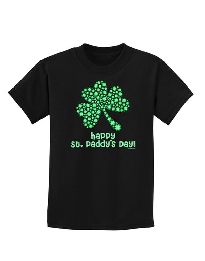 Happy St. Paddy's Day Shamrock Design Childrens Dark T-Shirt by TooLoud-Childrens T-Shirt-TooLoud-Black-X-Small-Davson Sales