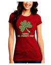 Happy St. Paddy's Day Shamrock Design Juniors Crew Dark T-Shirt by TooLoud-T-Shirts Juniors Tops-TooLoud-Red-Juniors Fitted Small-Davson Sales