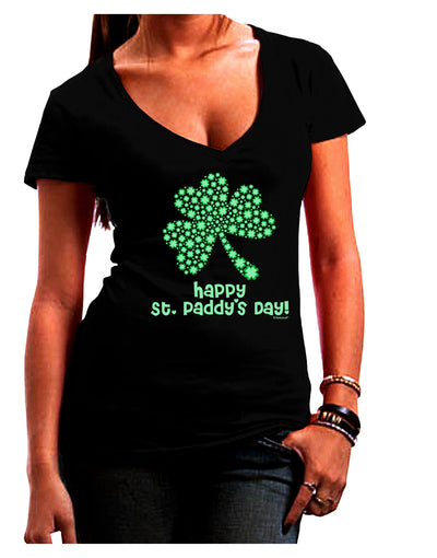 Happy St. Paddy's Day Shamrock Design Juniors V-Neck Dark T-Shirt by TooLoud-Womens V-Neck T-Shirts-TooLoud-Black-Juniors Fitted Small-Davson Sales