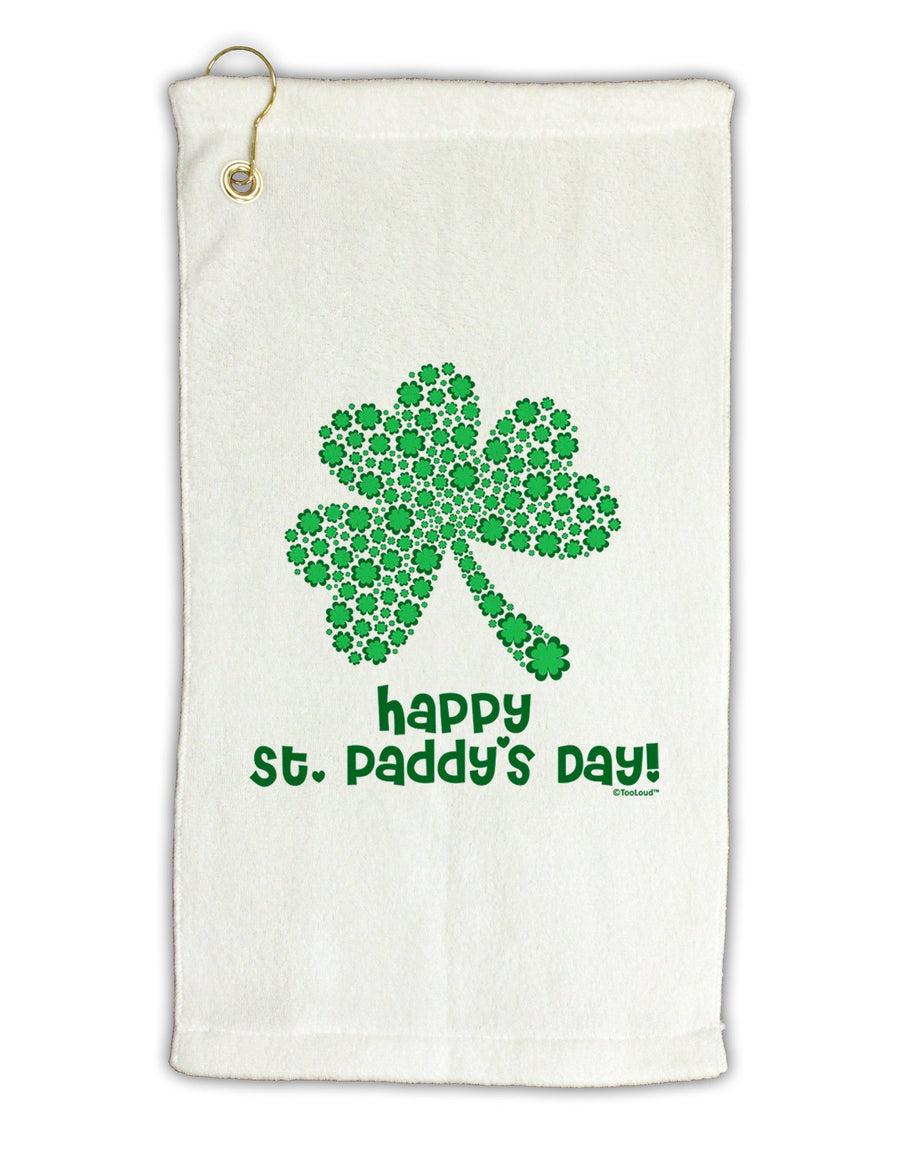 Happy St. Paddy's Day Shamrock Design Micro Terry Gromet Golf Towel 16 x 25 inch by TooLoud-Golf Towel-TooLoud-White-Davson Sales