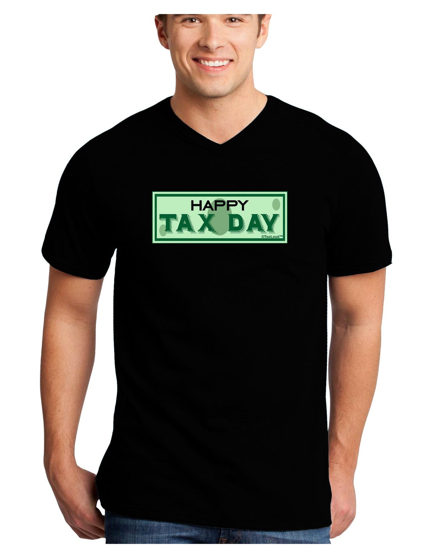 Happy Tax Day Adult Dark V-Neck T-Shirt-TooLoud-Black-Small-Davson Sales