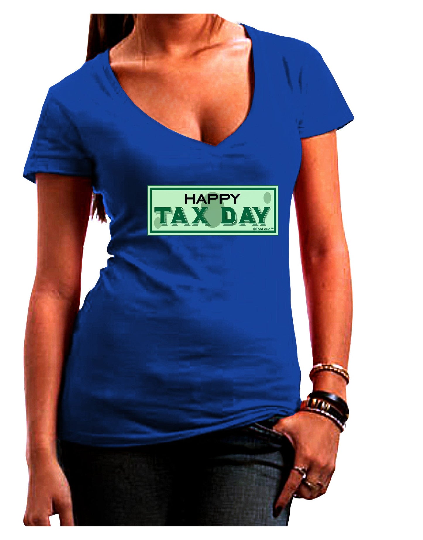 Happy Tax Day Womens V-Neck Dark T-Shirt-Womens V-Neck T-Shirts-TooLoud-Royal-Blue-Juniors Fitted Small-Davson Sales