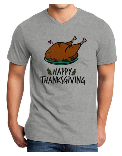 Happy Thanksgiving Adult V-Neck T-shirt-Mens T-Shirt-TooLoud-HeatherGray-Small-Davson Sales