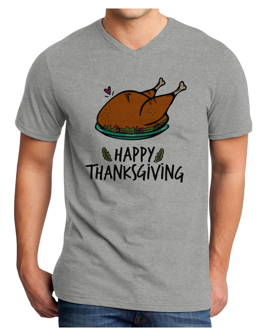 Happy Thanksgiving Adult V-Neck T-shirt White 4XL Tooloud