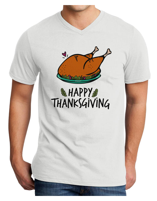 Happy Thanksgiving Adult V-Neck T-shirt-Mens T-Shirt-TooLoud-White-Small-Davson Sales