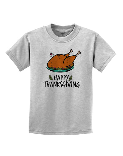 Happy Thanksgiving Childrens T-Shirt-Childrens T-Shirt-TooLoud-AshGray-X-Small-Davson Sales