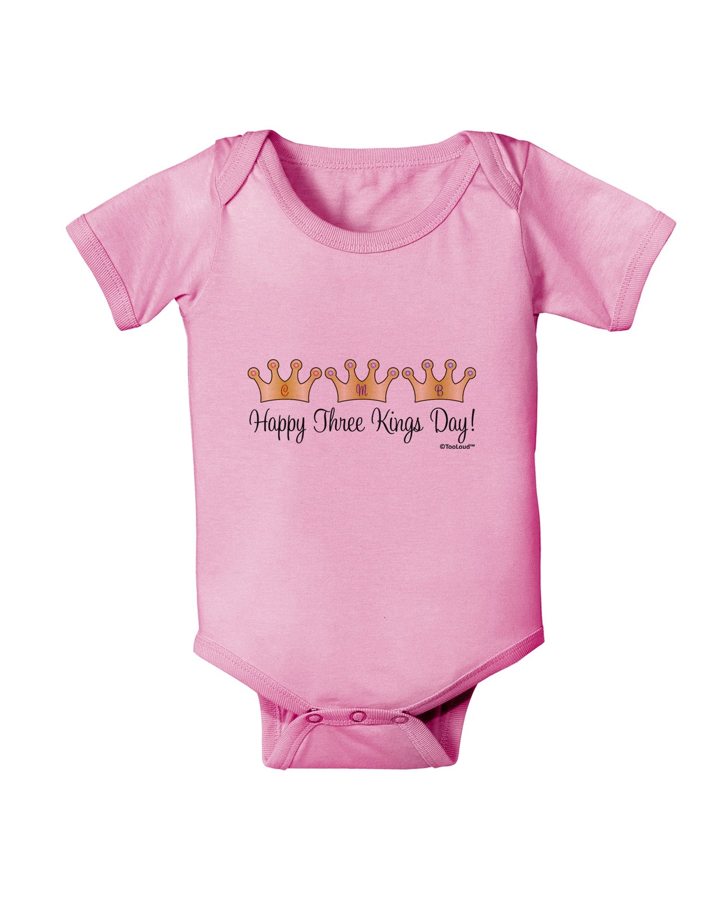 Happy Three Kings Day - 3 Crowns Baby Romper Bodysuit by TooLoud-Baby Romper-TooLoud-Light-Pink-06-Months-Davson Sales
