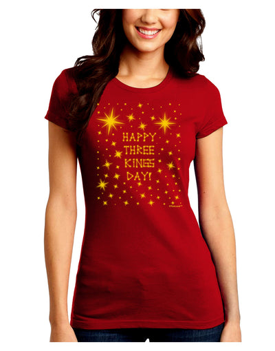 Happy Three Kings Day - Shining Stars Juniors Crew Dark T-Shirt by TooLoud-T-Shirts Juniors Tops-TooLoud-Red-Juniors Fitted Small-Davson Sales