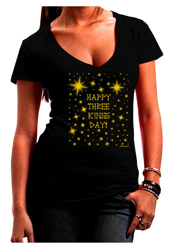 Happy Three Kings Day - Shining Stars Juniors V-Neck Dark T-Shirt by TooLoud-Womens V-Neck T-Shirts-TooLoud-Black-Juniors Fitted Small-Davson Sales