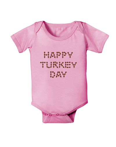 Happy Turkey Day Turkey Legs Thanksgiving Baby Romper Bodysuit-Baby Romper-TooLoud-Light-Pink-06-Months-Davson Sales