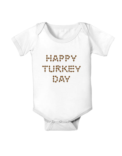 Happy Turkey Day Turkey Legs Thanksgiving Baby Romper Bodysuit-Baby Romper-TooLoud-White-06-Months-Davson Sales