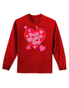 Happy Valentine's Day Romantic Hearts Adult Long Sleeve Dark T-Shirt-TooLoud-Red-Small-Davson Sales