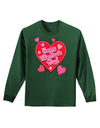 Happy Valentine's Day Romantic Hearts Adult Long Sleeve Dark T-Shirt-TooLoud-Dark-Green-Small-Davson Sales