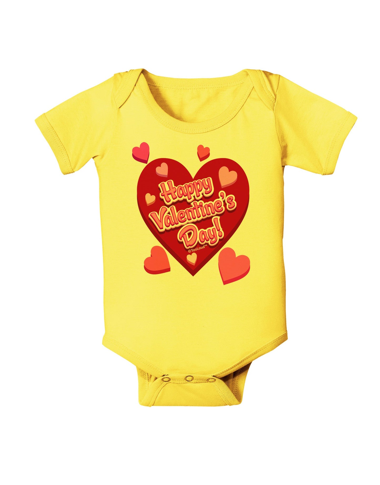 Happy Valentine's Day Romantic Hearts Baby Romper Bodysuit-Baby Romper-TooLoud-Yellow-06-Months-Davson Sales