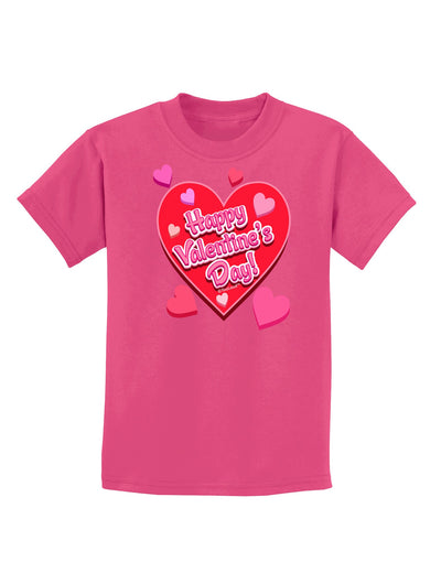 Happy Valentine's Day Romantic Hearts Childrens Dark T-Shirt-Childrens T-Shirt-TooLoud-Sangria-X-Small-Davson Sales