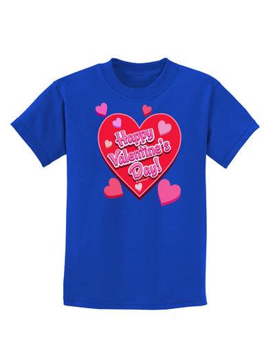 Happy Valentine's Day Romantic Hearts Childrens Dark T-Shirt-Childrens T-Shirt-TooLoud-Royal-Blue-X-Small-Davson Sales