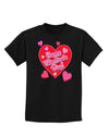 Happy Valentine's Day Romantic Hearts Childrens Dark T-Shirt-Childrens T-Shirt-TooLoud-Black-X-Small-Davson Sales