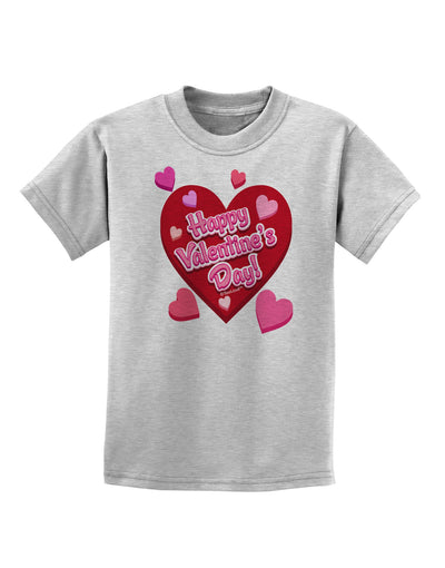 Happy Valentine's Day Romantic Hearts Childrens T-Shirt-Childrens T-Shirt-TooLoud-AshGray-X-Small-Davson Sales