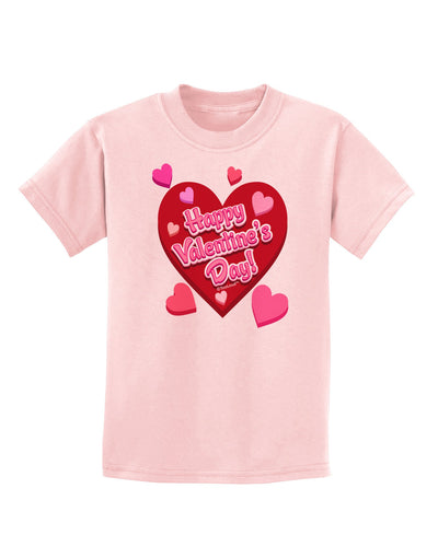 Happy Valentine's Day Romantic Hearts Childrens T-Shirt-Childrens T-Shirt-TooLoud-PalePink-X-Small-Davson Sales