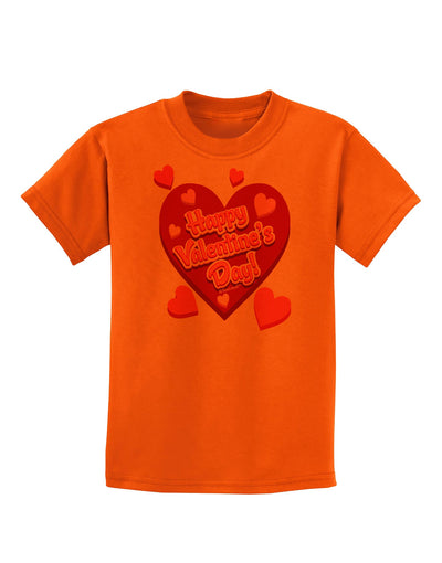 Happy Valentine's Day Romantic Hearts Childrens T-Shirt-Childrens T-Shirt-TooLoud-Orange-X-Small-Davson Sales